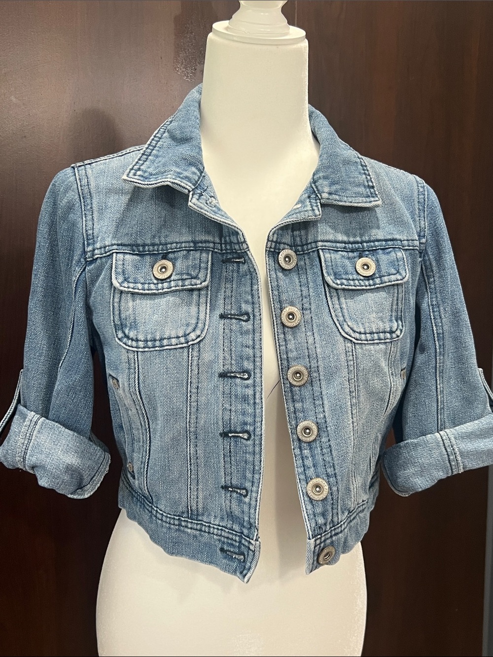 Highway Jeans Light Wash Denim Cropped Jacket - Blue size med EUC - Picture 4 of 4